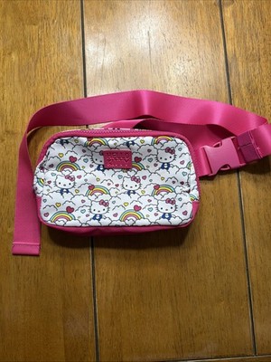 New HeLLo KiTTy Pink Fanny Pack Purse Rainbows   Hearts   Kitty Belt Bag