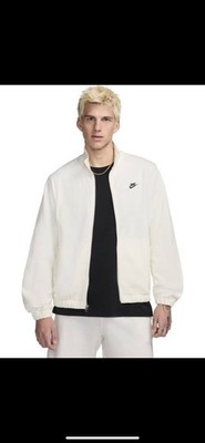 Men s Nike Club Knit Full Zip Jacket Sz:Small FQ3426-133 White NWT Loose Fit