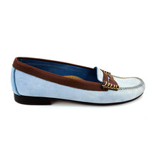 Womens 8 M G.H Bass Weejuns Whitney Blue Nubuck Brown Leather Penny Loafers SV