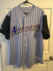 Authentic Majestic MLB Arizona Diamondbacks Gray Pinstripe Baseball Jersey XL