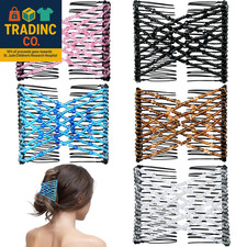 5 Pieces Magic Hair Comb Stretchy Double Comb Elastic Beaded Hair Clips for Wome