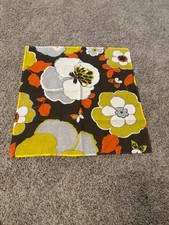 Vintage Bandana/Handkerchief Mod GoGo 60s 70s Hippie Flower Floral Brown Orange