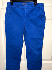 Bandolino Women's Blue Solid Flat Front Regular Pants Size 8