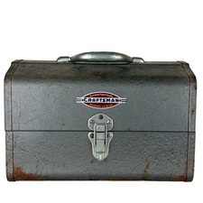 Vintage Craftsman Classic Logo 50s Metal Gray Mechanics Toolbox