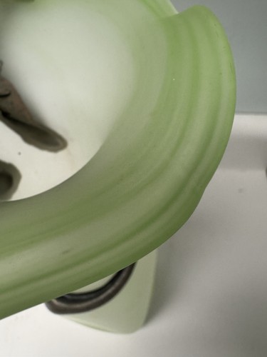 Vtg. Ravert Romblast Romanian wrapped art glass trumpet vase in Green - Picture 11 of 11
