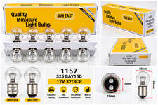 10 Pack 1157 Clear Light Bulbs 12v 323cp Bay15d Sun East Made In Taiwan