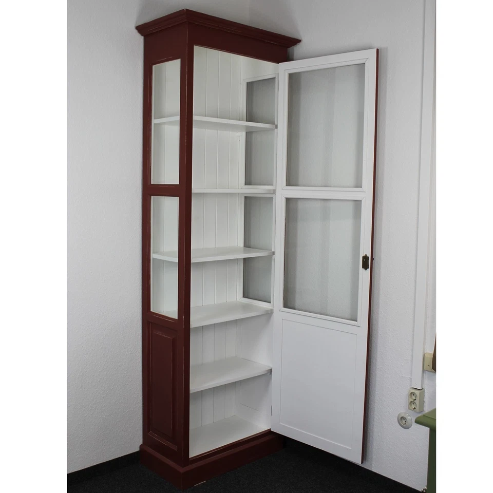 Vitrinenschrank Bücherschrank Vitrine Schrank Landhaus Shabby bordeaux - Bild 4 von 4