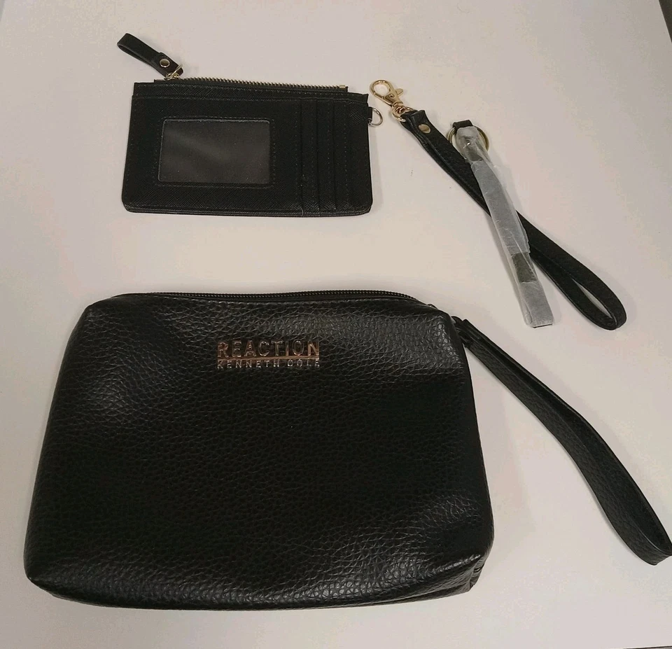 Muñequera Kenneth Cole Negro Llave Monedero Portatarjetas Poli Vinilo Foto 2 de 4