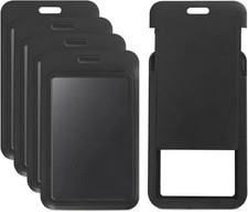 ID Badge Holder 5 Pcs Vertical Plastic Lanyard Card Protector