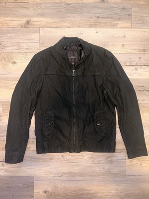 Marc Anthony Bomber Jacket Mens Medium Canvas Zip Up Casual Coat Lined