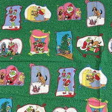 Vintage How the Grinch Stole Christmas Cotton Fabric 2.5 yard Springs Industries
