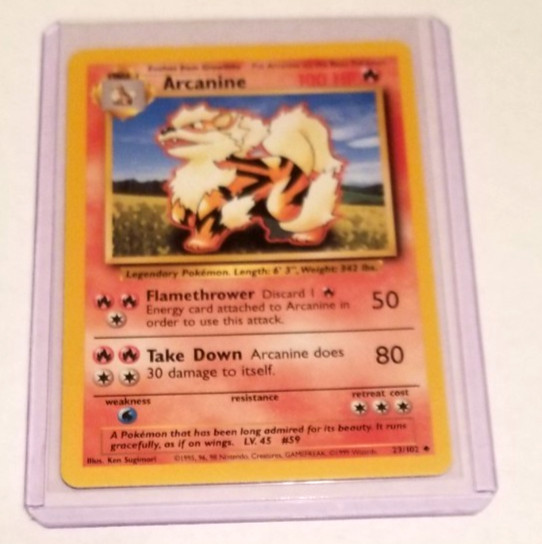 Pokemon Card Arcanine - 23/102 - Base Set - Unlimited - Vintage - Near Mint