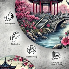 2D Flat1pcs 7.87X 7.87Inch Round Aluminum Metal Wall Art Traditional East Asian