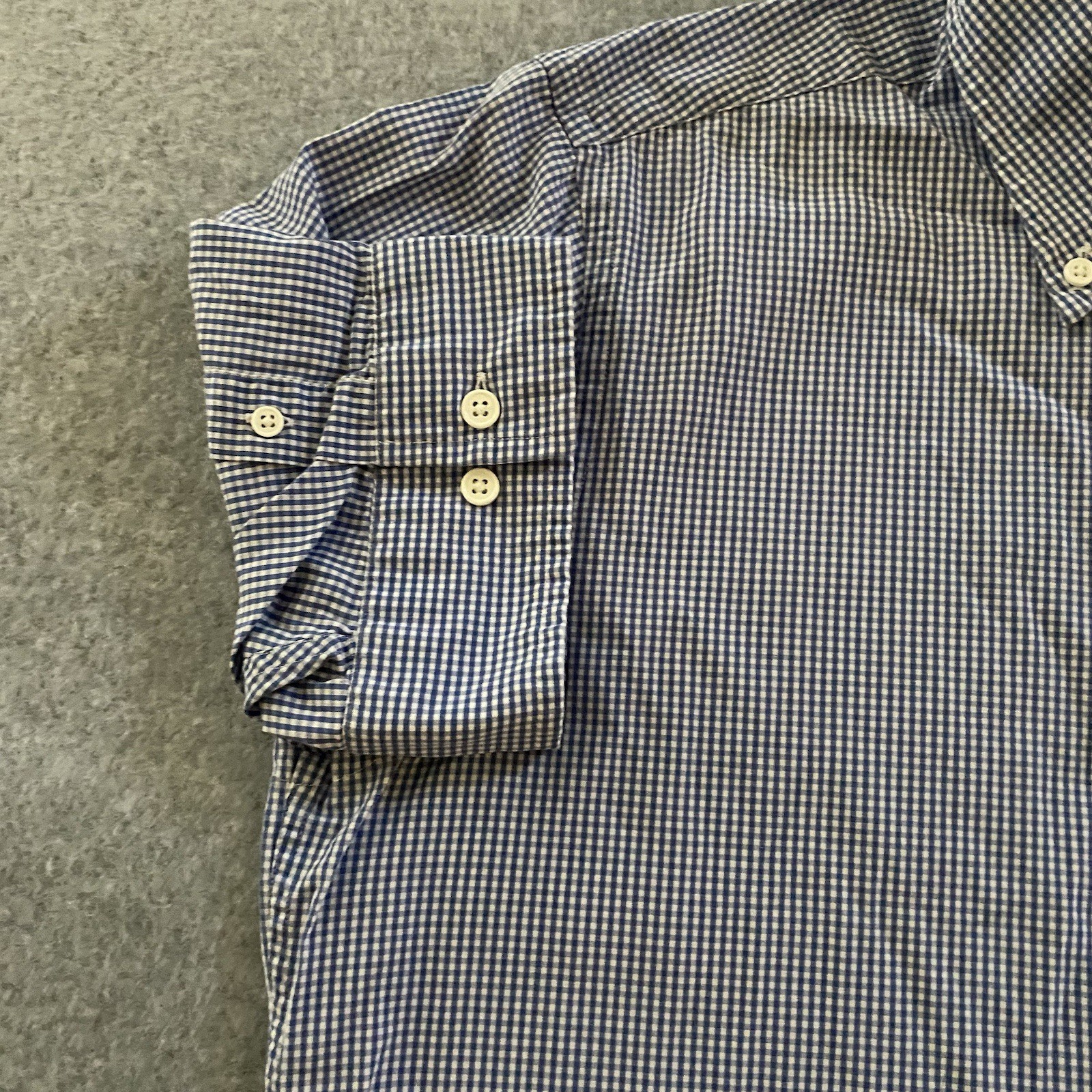 GANT Rugger Shirt M Blue Gingham Button Cuff Short Sleeve Cotton Unique Rare image 3