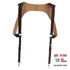 Mens Top Grain Leather Suspenders VMLS1A Brown