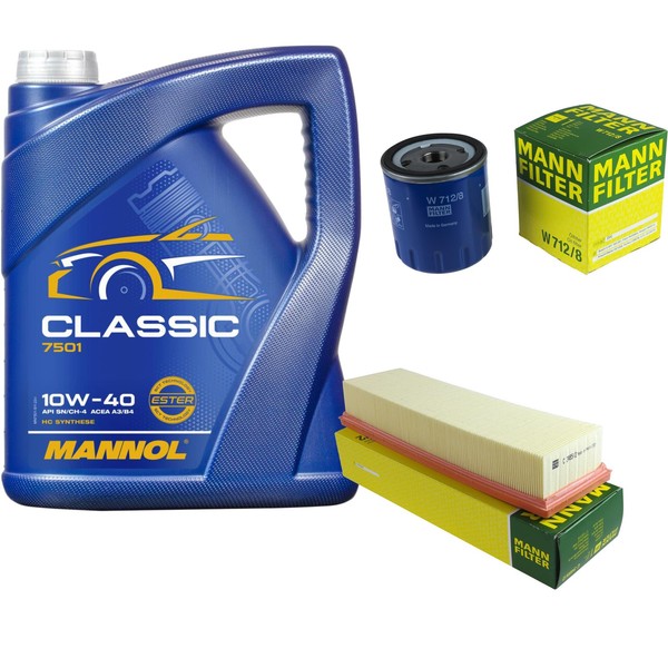 Mann Inspektionspaket 5L Mannol Classic 10W-40 FüR Peugeot 207 1.4 1.6 16V 1007-image