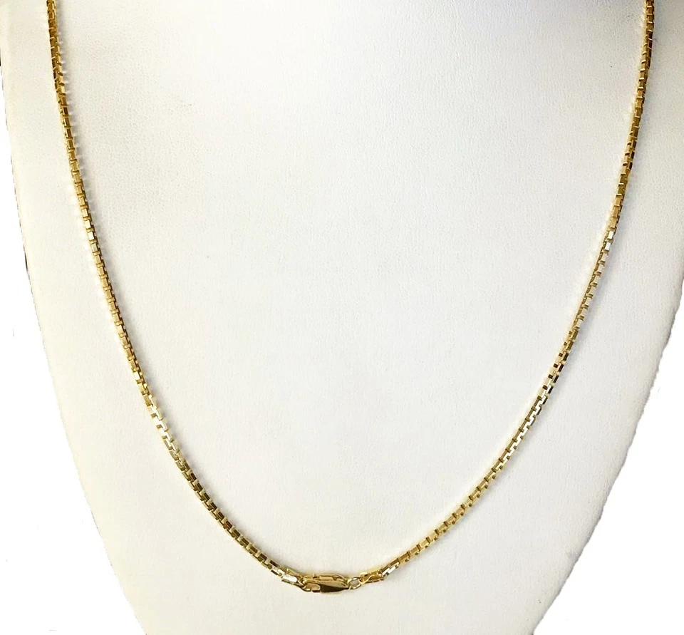 13.50gm 14k Gold Solid Yellow Men's Women Box Chain Polished Necklace 22'1.8mm  - Image 1 of 4