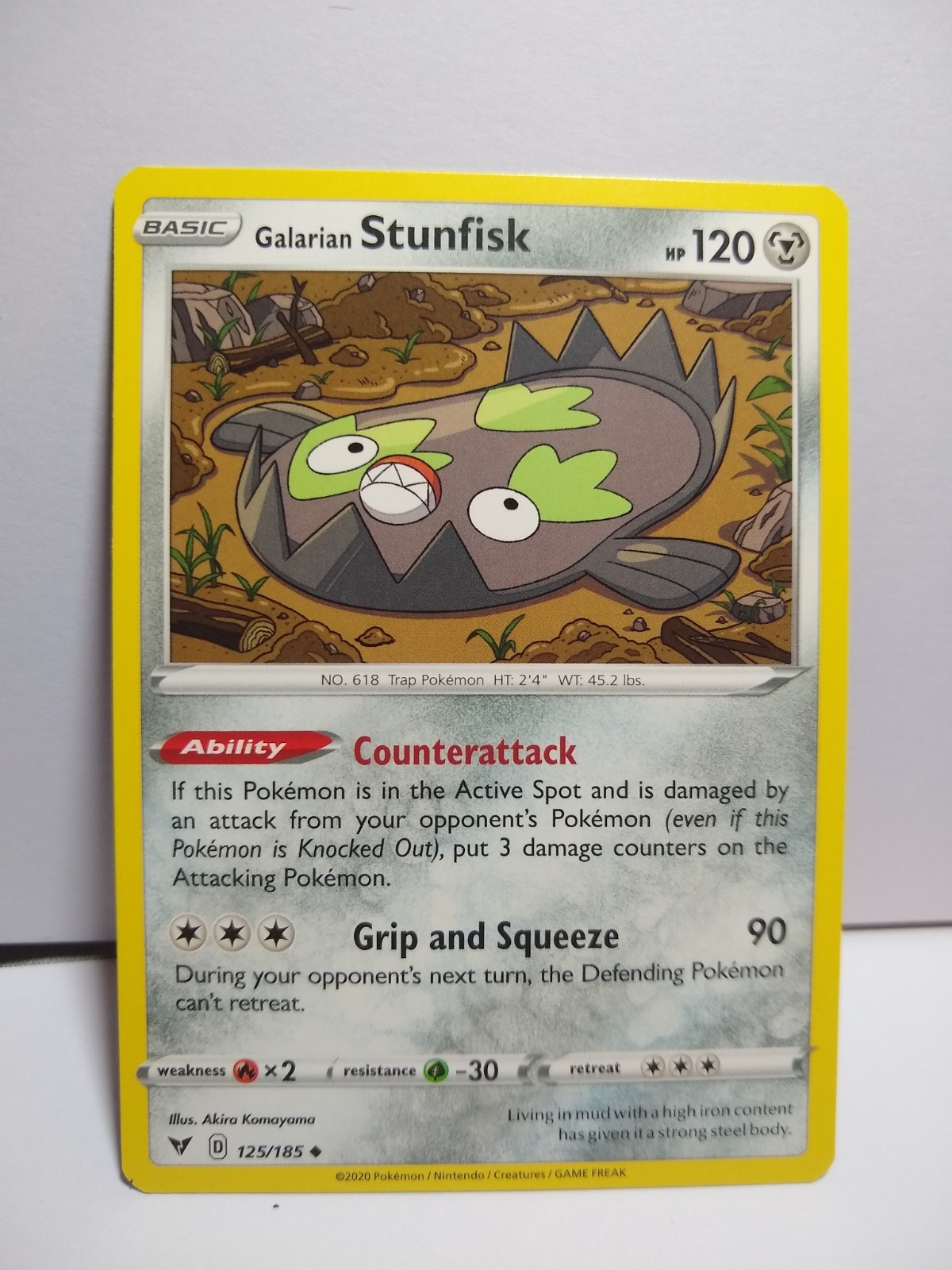 Pokemon Vivid Voltage Galarian Stunfisk Uncommon Card 125/185 NM