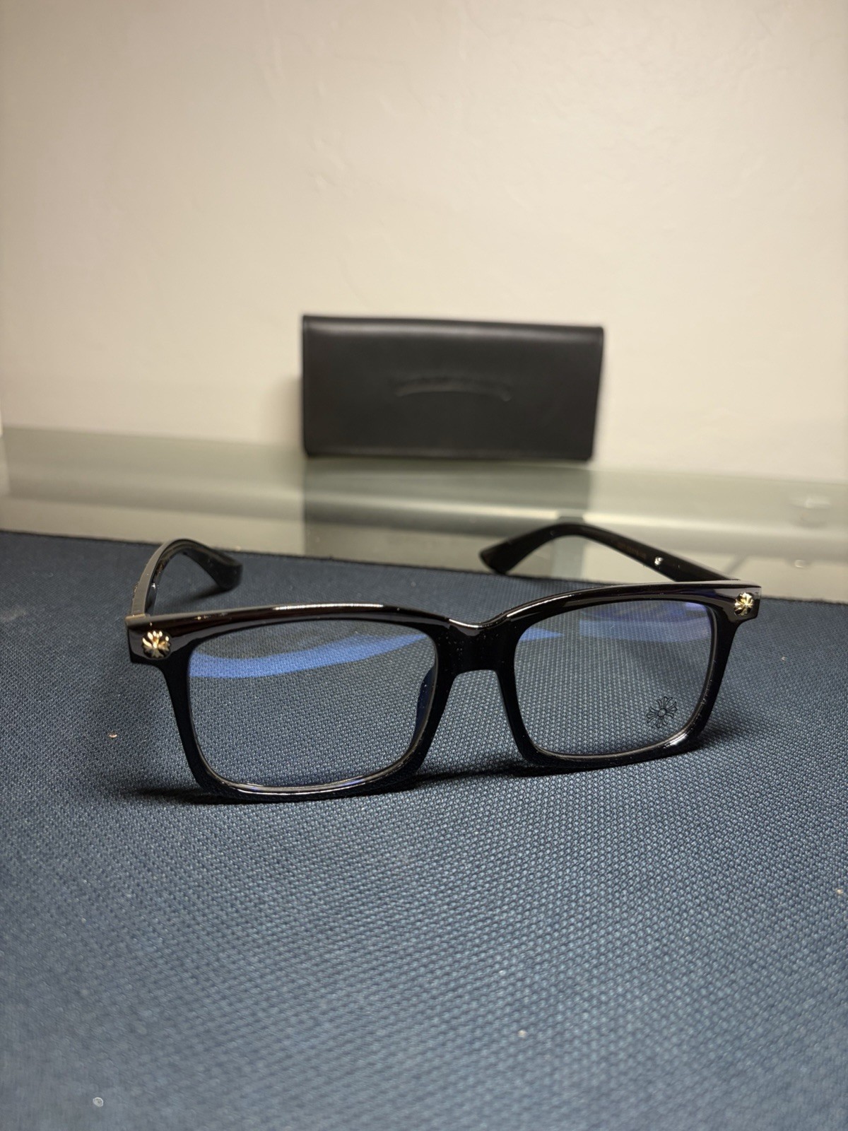 Chrome Hearts Black Square Plastic Full Rim Eyeglass Frames (Bluelight) thumbnail 2