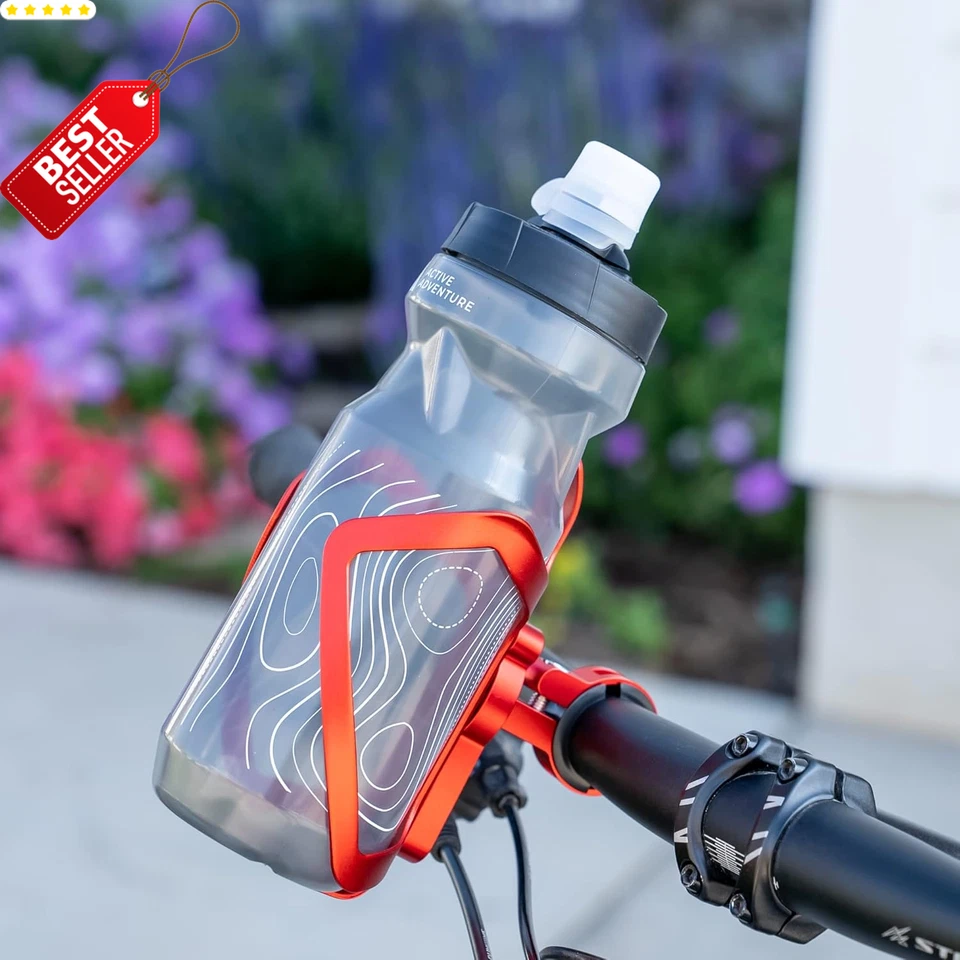 Bike Water Bottle Holder 20oz Squeeze Bottle Mount Cage Fits All Bikes Red US - Image 4 of 4