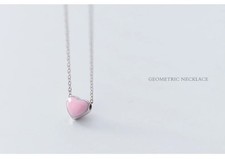Real Solid 925 Sterling Silver Thick Heart Pendant Necklace Genuine Curb Chain
