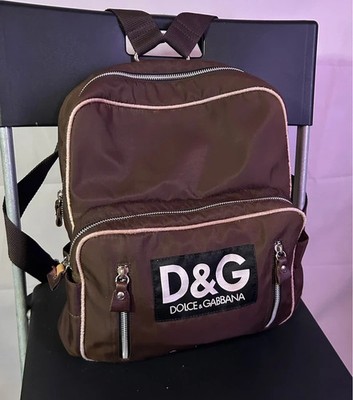 Vintage D&G Rucksack mit großem Logo braun Nylon Vintage