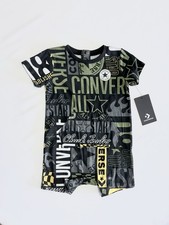 Converse Baby Romper 18M All Star Graphic One  Piece Black Green Yellow