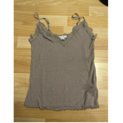 AMISU Damen Unterhemd Trägertop mit Spitze beige Größe M ohne Muster 1er Pack