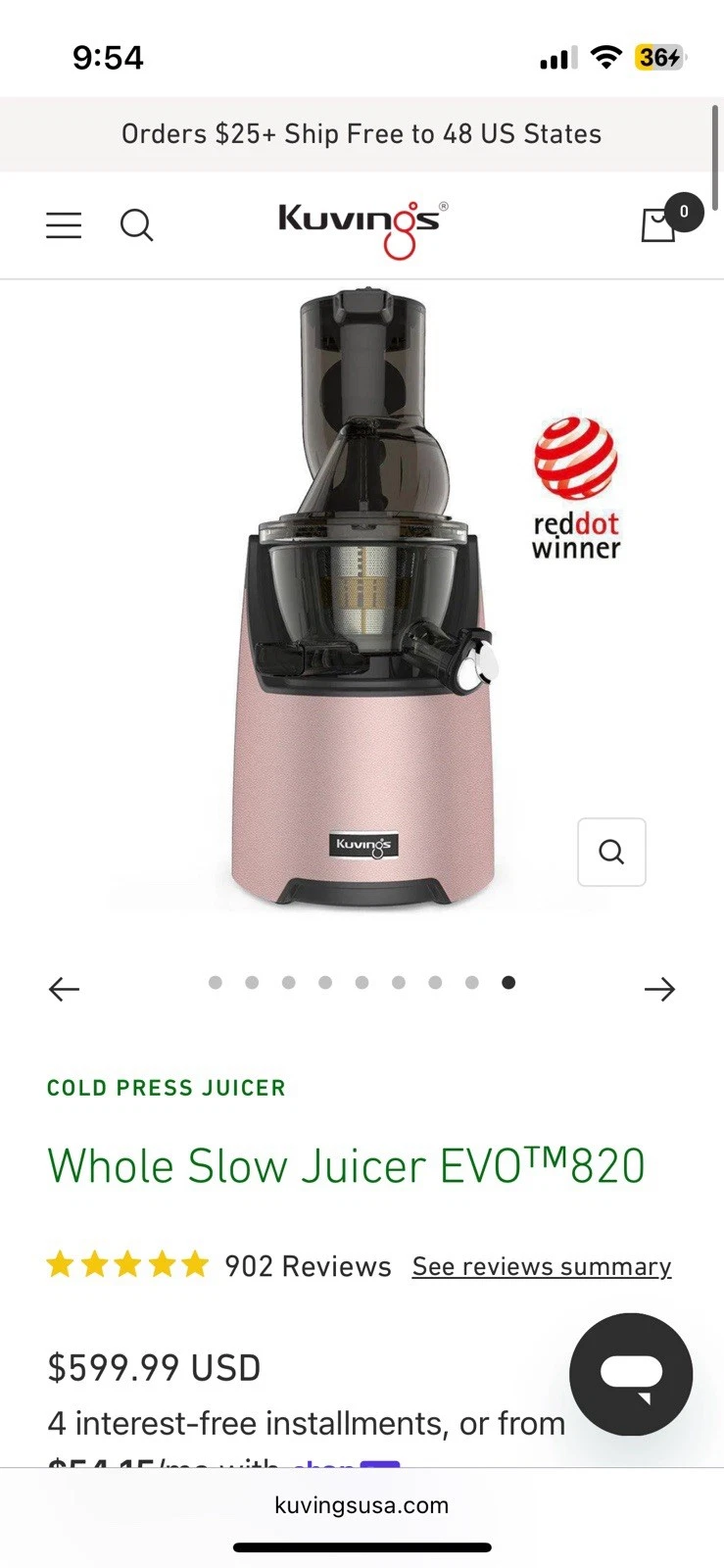 Kuvings EVO Whole Slow Juicer - Gold