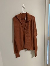 Free People Medium Slouchy B Neck Oversized Tunic Sweater Burnt Orange