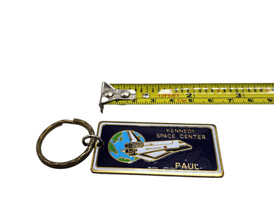 Vintage NASA Spaceport USA Keychain Kennedy Space Center PAUL Gold Ring