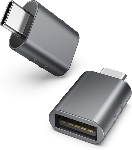 2x USB-A auf USB-C Adapter Stecker ALU OTG Ladeadapter Konverter iPhone Buchse