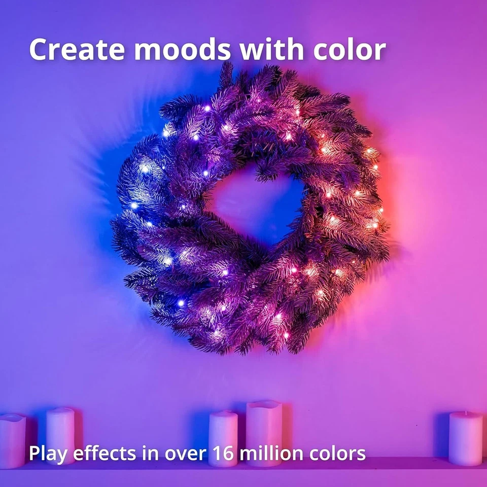 Corona Twinkly Pre-Iluminada - Corona de Navidad LED Controlada por Aplicación Ecomm-Caja Abierta Foto 2 de 4