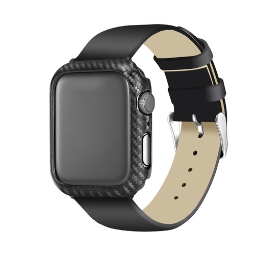 2pcs fibra de carbono cubierta protectora de la caja de la caja negra para Apple Watch Series 5 4 321 - Imagen 5 de 16