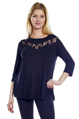 Daniel Rainn Lace Inset Top, Black, 3X