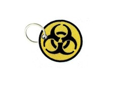 Keychain keyring embroidered embroidery patch double sided biker biohazard r2