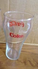 VTG "COCA-COLA-COKE" GLASS, CLEAR,  RED LETTERS 6" TALL 12OZS.