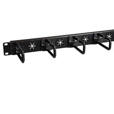 Space-Saving 1U Horizontal Cable Organizer with Passthrough Holes for Racks