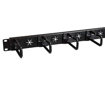 Space-Saving 1U Horizontal Cable Organizer with Passthrough Holes for Racks