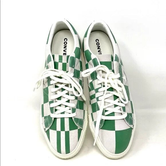 Converse One Star Low Top Suede Checker White Green Men's Converse One Star Low Top Suede Checker White Green Men's