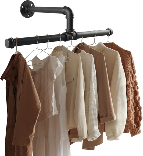 18 INCH Hanging Clothes Rack, Industrial Pipe Wall Mounted Closet Rods for Hangi