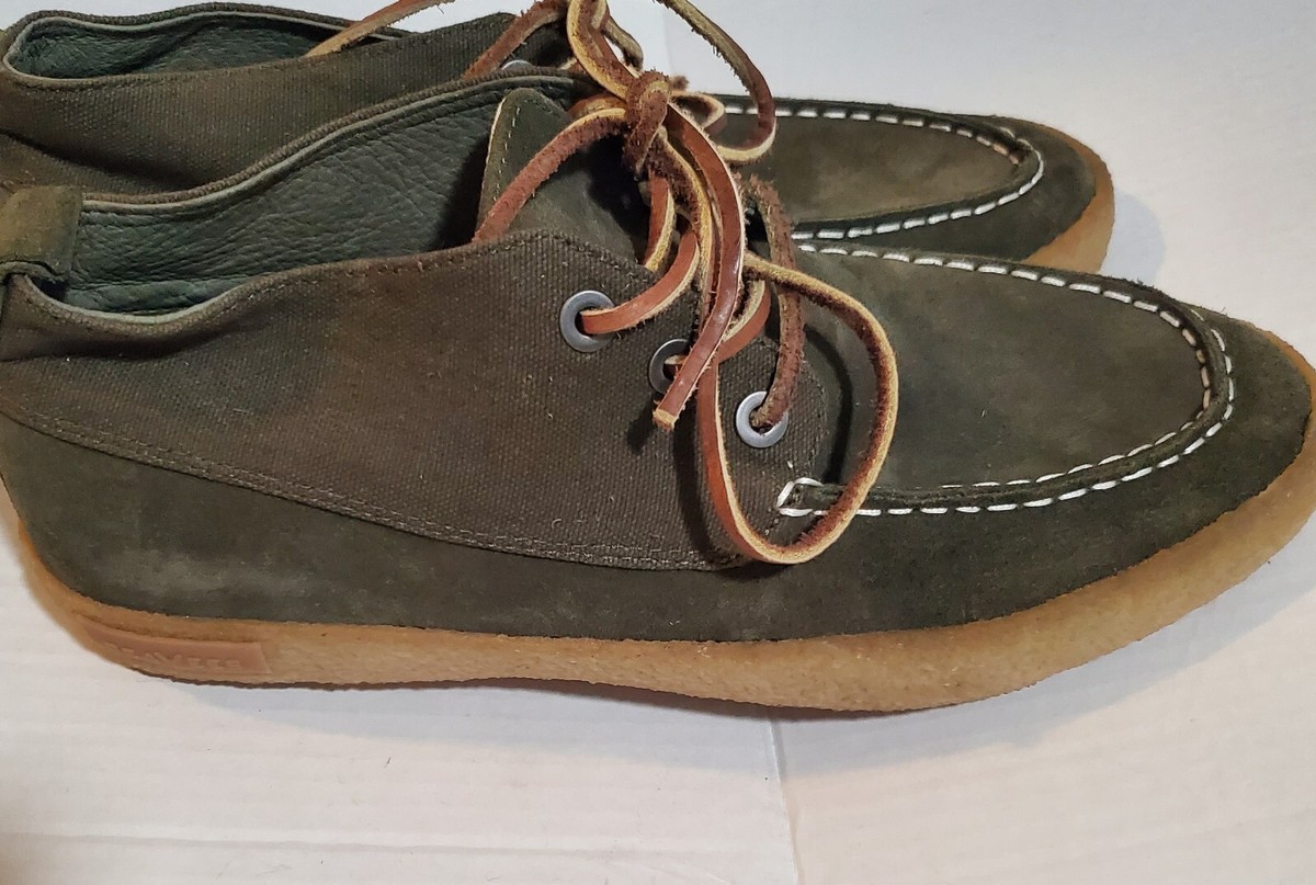 SeaVees Bayside Mocs Suede Green Chukka Boot Shoe Canvas Moccasin Men's Sz  11