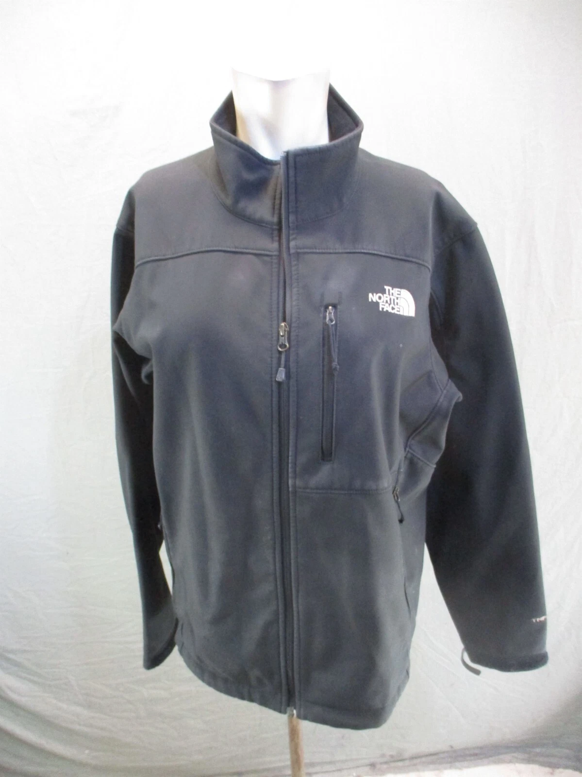 The North Face Size M Mens BLK Full Zip Stand Collar Pocket Softshell Jacket 276