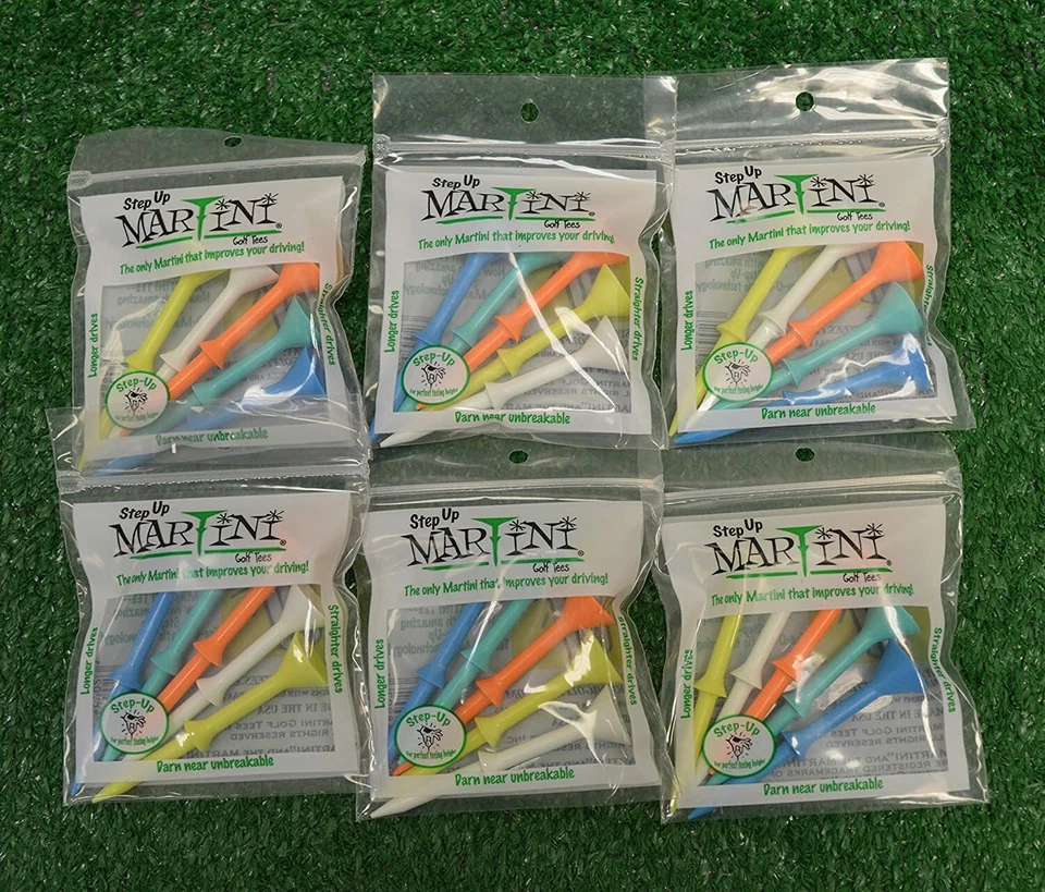 Martini Golf Tees 3-1/4'' - Step Up - Multi Color - 6 Packs