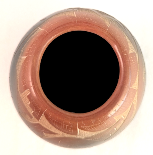 Santa Clara Pueblo Avanyu Pottery Sammy Naranjo 3.25" Signed Mini Vase & COA - Picture 8 of 10