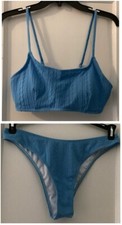 Size Large 2 Pc Two Piece Bikini Swimsuit Swimwear Lined Hi Cut Bandeau Top L
