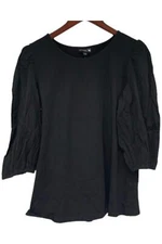 Antthony Women's 3/4 Blouson Sleeve Top Black
