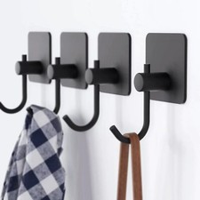 Heavy Duty Adhesive Towel Hooks - Black Sticky for Hanging Towel,