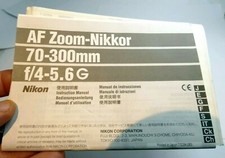Nikon Nikor 70-300mm f4-5.6 G Lens AF zoom instruction manual En Jp De Fr Es It