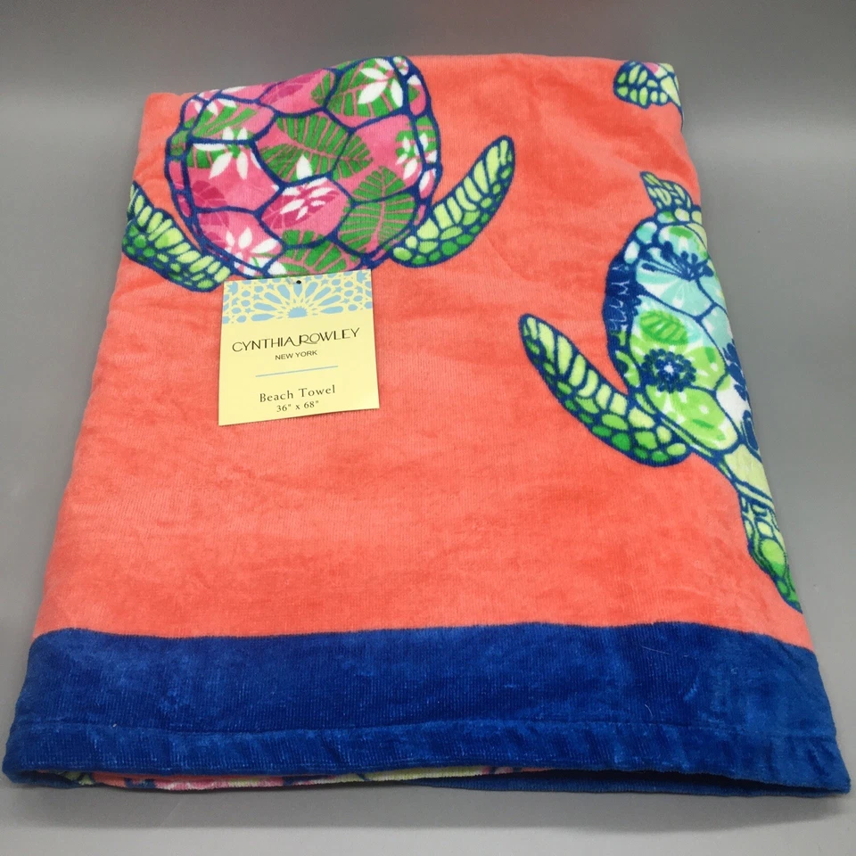 Toalla de playa Cynthia Rowley tortuga marina hawaiana tropical floral piscina spa honu Foto 3 de 4
